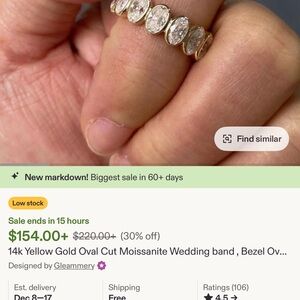 Yellow Gold Moissanite Wedding Band